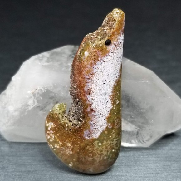 Large Drilled Ocean Jasper with Druzy * 56.70 x 24.92 x 6.87mm - Picture 13 of 16